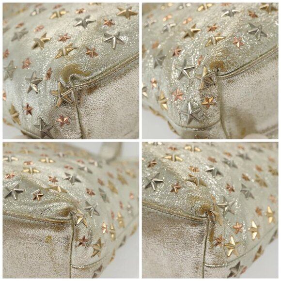 Jimmy Choo Studs Tote Bag Leather Champagne Gold Auth bs28966 - Picture 16 of 16